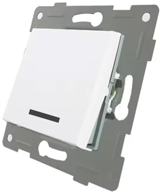 Interruptor empotrable blanco con pulsador, ideal para control de iluminación y automatización del hogar.