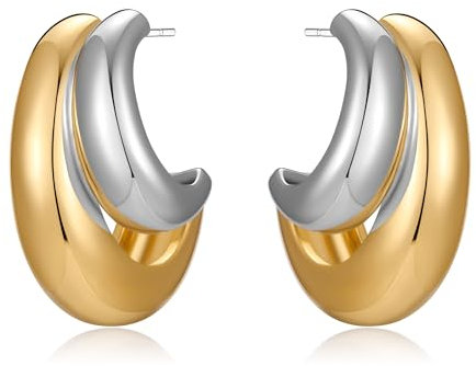 LILIE&WHITE Ohrringe für Damen Elegante Bicolor Ohrstecker für Damen, Zeitlose Ohrringe in Gold und Silber, Edler Schmuck für jeden Anlass