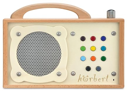 hörbert für Senioren – Holzlautsprecher mit USB-C, Bluetooth & Webradio – Vorinstallierte SD-Karte für Senioren – Einfach bedienbar mit 11 Tasten