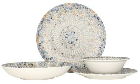 Bonna Geschirrset (Medium) - Luca Mosaic - 24 teilig - 6 Personen - Porzellan