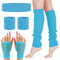 MUNSKT 5 Colors Leg Warmers Fishnet Gloves Headband Wristbands Neon Set, 80s Women Fancy Dress Costume Accessories, 1980s Retro Theme Party Costumes (blue)