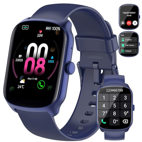 Montre Connectée Femme Homme, avec Appel Bluetooth, 1.95HD Ecran Incurvé Smartwatch, 110+ Sportifs Montre Podomètre, Sommeil/Cardiofrequencemetre Montre Sport, IP70 Étanche pour Android iOS, Noir