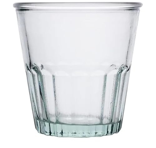 Olympia Recycled Glass Fluted Rocks Tumblers 250ml, Clear, Pack of 6 | Features a fluted texture for secure grip during fast-paced service, made from eco-conscious glass to support green dining.