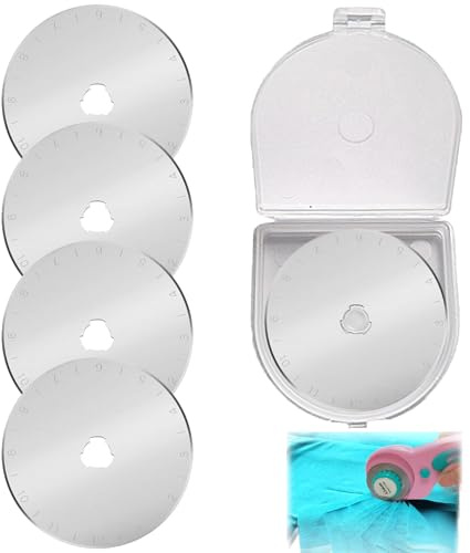 5 PCS Rotary Cutter Blade, Universal 45mm Titanium Heavy-Duty Rotary Cutter Replacement SKS-7 Blades Fabric Cutting Blades Refill, for Fabric Paper Scrapbooking Compatible with Olfa Fiskars (Silver)