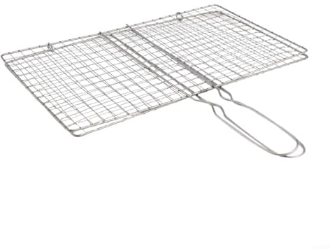 Edelstahl BBQ Grillkorb mit hitzebeständigem Griff für Fisch, Fleisch, Gemüse, Meeresfrüchte und Burger, Design ohne Netz für einfaches Wenden und Outdoor-Kochen(20 * 35cm)