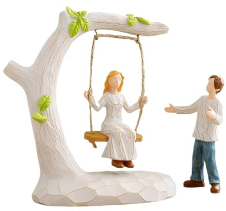 Generico Statua Coppia Altalena,Decorazioni Camera da Letto Coppie Romantico | Statua Resina per Tavolo Mensola Decorazione Camera da Letto Genitori San