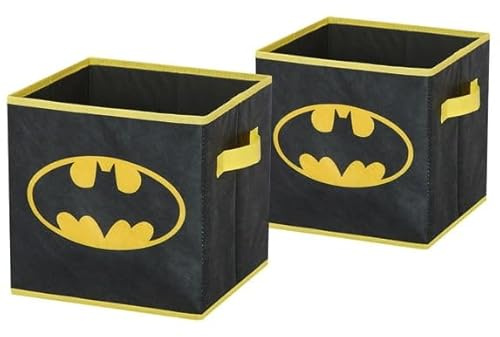 Batman Kids Storage Cubes, 2 Pack Foldable Fabric Bins with Handles, Collapsible Organizer Boxes for Bedroom, Playroom & Nursery, Durable Kids Storage Solution