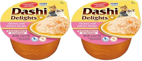 INABA Dashi Delights Katzenfutter Nass 100% Natürliches Hähnchenfleisch | Getreidefrei, Zuckerfrei, ohne künstliche Aromen, 86% Feuchtigkeit | Premium Katzen Leckerlies in Brühe 70 g (2er Pack)