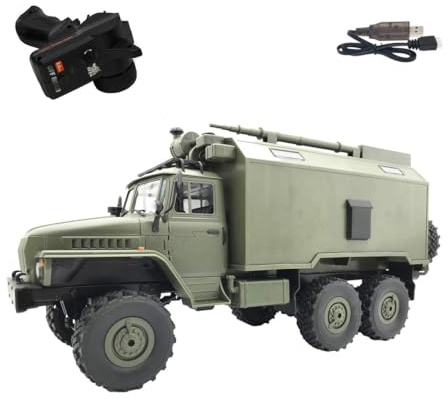 WANENGEDIY RC Militär LKW, 1/16 2.4Ghz B-36 Ferngesteuertes Militär Fahrzeug mit 2 Batterien und LED-Leuchten, Remote Control RC Auto für Erwachsene und Jugendliche