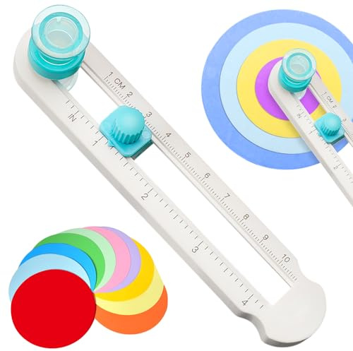 ‌Kreisschneider Papier, 2-20cm Durchmesser Verstellbarer Papierschneider mit 360° Drehfunktion | Tragbarer Circle Cutter für Bastelarbeiten, Fotoalben, Geschenkbänder & Karten