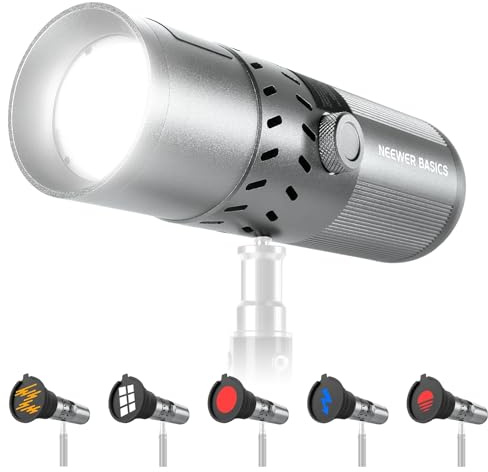 NEEWER BASICS 20W RGB Photography Flashlight with 4 Colors/20 Gobo Filters, Built in 49.95Wh Battery, 6300K CRI95+ Portable LED Spotlight Ambient Sunset Light for Video Recording Studio Lighting, FL20