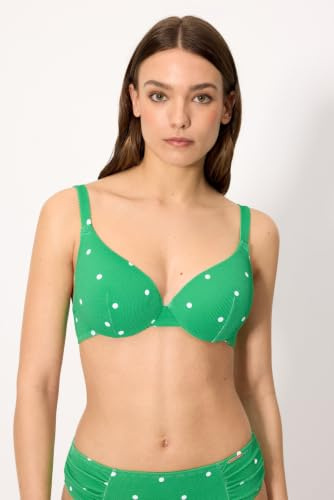 YSABEL MORA. Top Bikini Piqué Lunares Copa B. Top Bikini con Aro Y Relleno. Tirantes Regulables para Ajuste Personalizado. Tejido Estampado con Textura Piqué. Colección Lime.