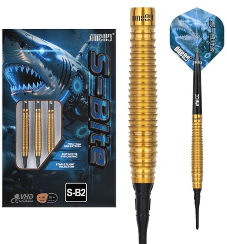 ONE80 Sbite-S VHD 90% Tungsten Softdart Set – Präzise Softtip Darts mit VHD Grip für E-Dart Automaten, Profi Qualität mit starkem Preis-Leistungs-Verhältnis (Sbite-S B2, 18 Gramm)