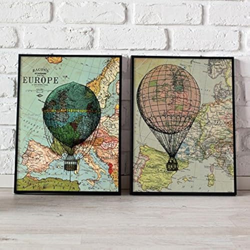 Nacnic 2 Poster Set Luftballons. Poster mit Kartenbildern. Größe 30x40 cm ohne Rahmen.