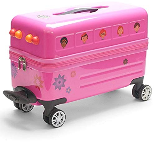Travel Buddies Ride-On Pink Flower Bus, Blumenbus, Einheitsgröße, Rutscher rosa Bus