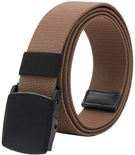 LionVII Men Elastic Stretch Canvas Belt with Plastic Buckle, Adjustable Trim to Fit 28-49 Waist