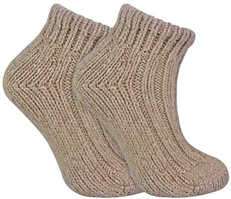 Sock Snob - Ladies Chunky Knit Winter Warm Ribbed Low Cut Wool Blend Ankle Boot Socks (4-8 uk, 06 Oat)