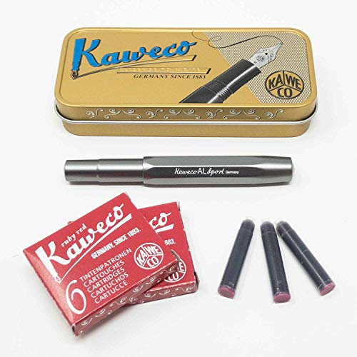 Kaweco Füller Füllfederhalter Al Sport anthrazit | Feder M | mit 12 Patronen GRATIS