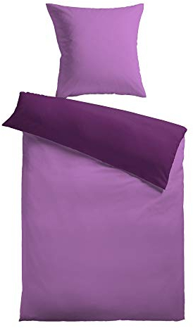 MESANA Bettwäsche Bettbezug Bella violett mit Reißverschluss Polyester Fleece 135x200cm Wendebettwäsche Wendebettbezug weich zweifarbig Kontrastfarben