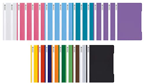 Brunnen Schnellhefter A4 PP-Folie glasklares Deckblatt farbig sortiert (13 Farben + 13er Pastell Set)