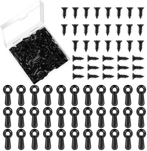 PinCute Bilderrahmen, Drehknopf-Verschlüsse, 100 Stück, Bilderrahmen-Clips, Fotorahmen, Hardware-Clips mit 100 Schrauben zum Aufhängen von Bildern, Fotos, Zeichnungen (schwarz)