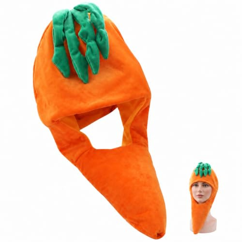 Carrot Costume Hat, Vegetable Headwear for Halloween Cosplay | Open-Face Shape and Raised Green Leaf Details Create a Playful Food Character,for Stage Performances