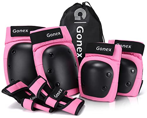 Gonex 6 in 1 Protective Knee Pads Set,Skate Protective Gears with Elbow Knee Wrist Guards Pads,Skate Pads for Kids Youth Adult for Skateboarding Cycling Biking Scooter Roller