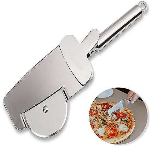 Sinogoods Pizzaschneider, 4 in 1 Pizzamesser Pizzaroller, Multifunktion aus Edelstahl pizza schneider Pizza Cutter Pizzaschaufel, Spülmaschinenfest