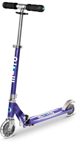Micro, Micro Sprite LED, 2-Rad-Kinderroller, klappbar, Aluminum | Kompakt und faltbar, leicht, verstellbar, klappbar, bewegungsaktivierte LED-PU-Rollen, Hinterradbremse, Schweizer Entwicklung
