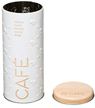 VITA PERFETTA 1 x Box für Kaffeekapseln, Box für Kaffeepads, Kapselhalter, weiß (18 x 8 cm)