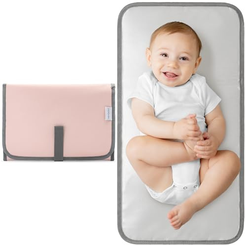 Comfy Cubs Baby Changing Pad Compact Size - Waterproof Diaper Changing Mat with Cushioned Pillow - Soft & Lightweight, Foldable Design for Travel - Stylish Design for Boys and Girls - Pink Blush