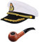 Ibeauti Unisex verstellbare Kapitäns-Kostüm, Admiral-Hut, Cosplay, Matrosenmütze (weiße Kappe + Pfeife)