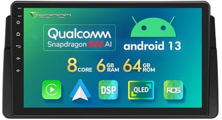 Eonon 9 Zoll Autoradio 6+64GB Android 13 für BMW 3er E46 (1998-2006) 4G LTE GPS-Navigation Kabelloses Carplay Android Auto Bluetooth WiFi DSP EQ USB SWC Bildschirmspiegelung E46A12S