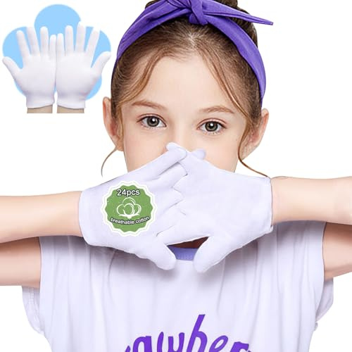24Pcs Moisturizing White Cotton Gloves for Dry Hands