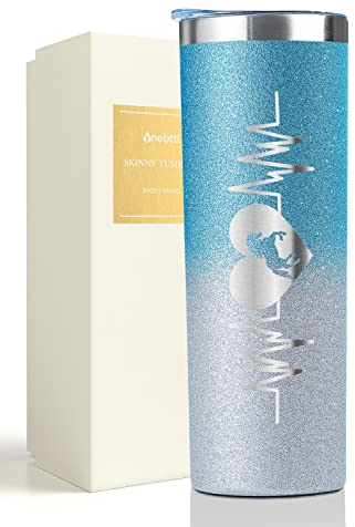 Onebttl Pferde geschenke für Mädchen, Frauen, Pferdeliebhaber, Wasserbecher mit Deckel und Strohhalmen, Reitgeschenke für Reiter zum Geburtstag, Weihnachten, 590 ML, Echte Mädchen Reiten, Silber-Blau