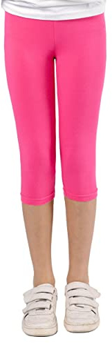 Staccato Capri Leggings Mädchen - 3/4 Hose, bequem, elastisch, vielseitig kombinierbar - Farben: Blau, Schwarz, Pink, Weiß, Größen: 92-176 (164, Pink)