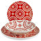H&H Salvador Servizio Tavola, 18 Piatti, Materiale Stoneware, Decoro Rosso