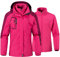 YSENTO Damen 3-in-1 Skijacke Winter Fleecejacke wasserdichte Winddichte Warme Funktions Outdoor Softshell Jacke mit Abnehmbarer Kapuze(Rosarot,L)