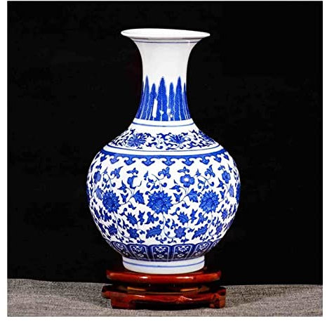 HH-CC Vase Chinoiserie Blaue und weiße Porzellanvase Jingdezhen Porzellanvase Blumenarrangement Antike chinesische Wohnzimmerdekoration Porzellanvase,B
