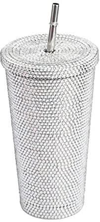 500 ml Nieten Bling Diamond Tumbler Glitzer Wasserflasche mit Deckel Edelstahl Vakuum Thermo Stroh Becher Strass Tumbler für Frauen