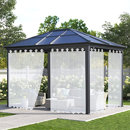 XUIAQZW Outdoor Vorhang Wetterfest mit Ösen Weiß Transparent (2 Stücke) 190x150(BxH) cm Terrasse Vorhänge Outdoor Gardinen Wasserdicht Sonnenschutz