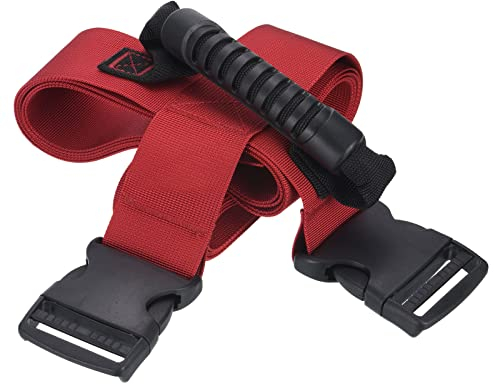 PATIKIL Carrying Strap with Handle, Cross Style Adjustable Nylon Belt for Moving Lifting Boxes Grocery Luggage, Red
