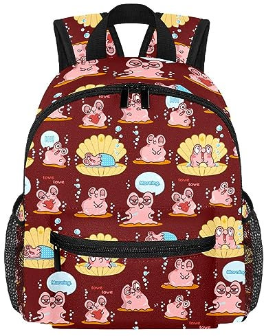 Kawaii Pearl Oyster Rucksack für Kleinkinder, Jungen, Mädchen, Kindergarten, Kinder, Snack, Kindergarten, Schule, mehrfarbig, 10x4x12 in