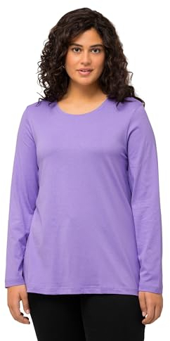 Ulla Popken Damen Langarm-Shirt Langarmshirt, Blaues Flieder, 46-48