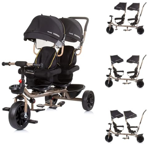 Chipolino Zwillingsdreirad Hip Hop, Zwei Kinder, bis 40 kg, Sitze 360° drehbar schwarz