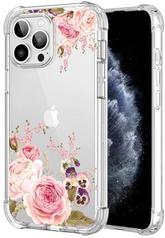 Jhxtech Phone Case for iPhone 11 Pro Case 5.8 Apple 11 Pro girls women, Slim Shockproof Clear Floral Pattern Soft Flexible TPU Protective Cover for iPhone 11 Pro Rose Flower