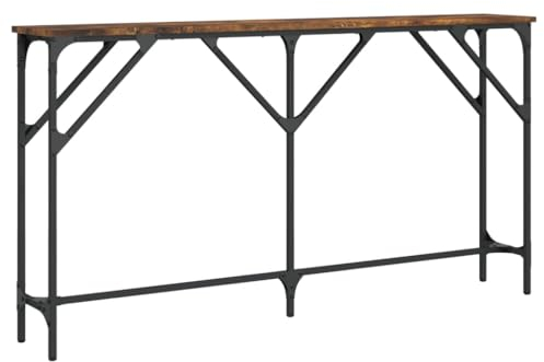 vidaXL Table Console, Table d’Appoint avec Pieds Réglables, Bout de Canapé, Meuble d'Entrée Salon, Industriel, Chêne Fumé Bois d'Ingénierie