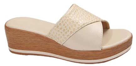 Pantuflas de calentamiento para mujer, para microondas, para playa, con tacón inclinado, sandalias informales huecas, sandalias retro para interiores y exteriores, talla 9, beige, 40 EU