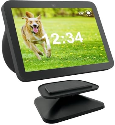 Sintron Adjustable Magnetic Stand Mount for Echo Show 8 (3rd Gen), Smart Display Stand Holder with 360 Degree Rotation, Swivel & Tilt Function, Anti-Slip Base - Black, Compatible with iPhone Models