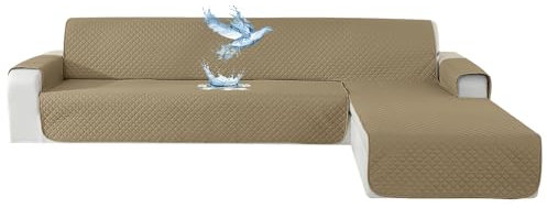 YSTELLAA Impermeable Housse Canapé 2 Places, Housse Canape d'angle Gauche/Droit Universel Réversible, avec Accoudoirs, Protection Chat Chiens Griffures, Sofa Cover Antidérapante, Kaki